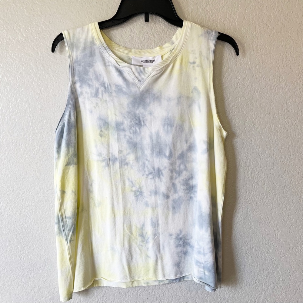 Workshop Republic Blue and Yellow Tie Dye Sleeveless Tank Top